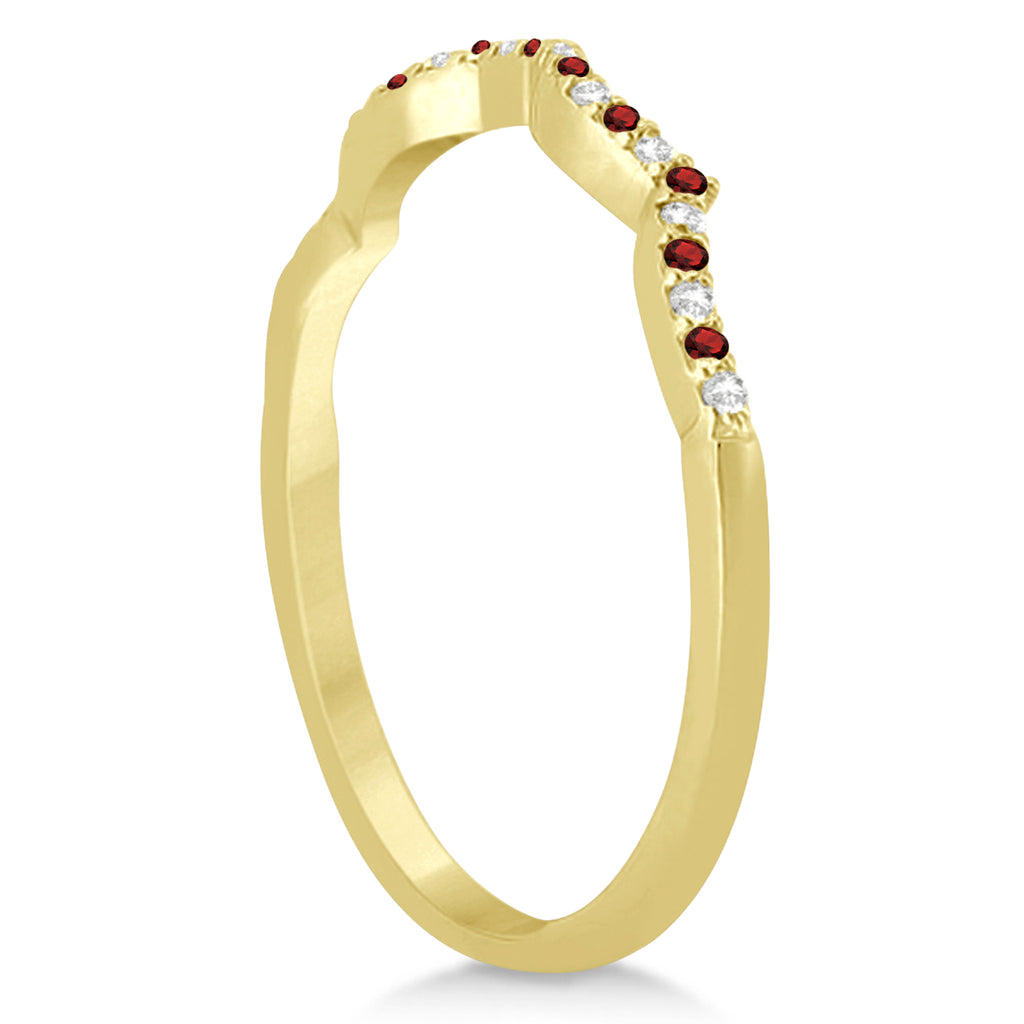 Infinity Style Garnet & Diamond Bridal Set 14k Yellow Gold 1.29ct