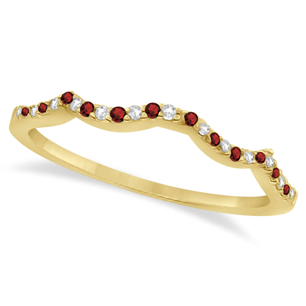 Garnet & Diamond Infinity Style Bridal Set 14k Yellow Gold 1.69ct