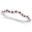 Diamond & Garnet Contour Wedding Band 18k White Gold 0.24ct