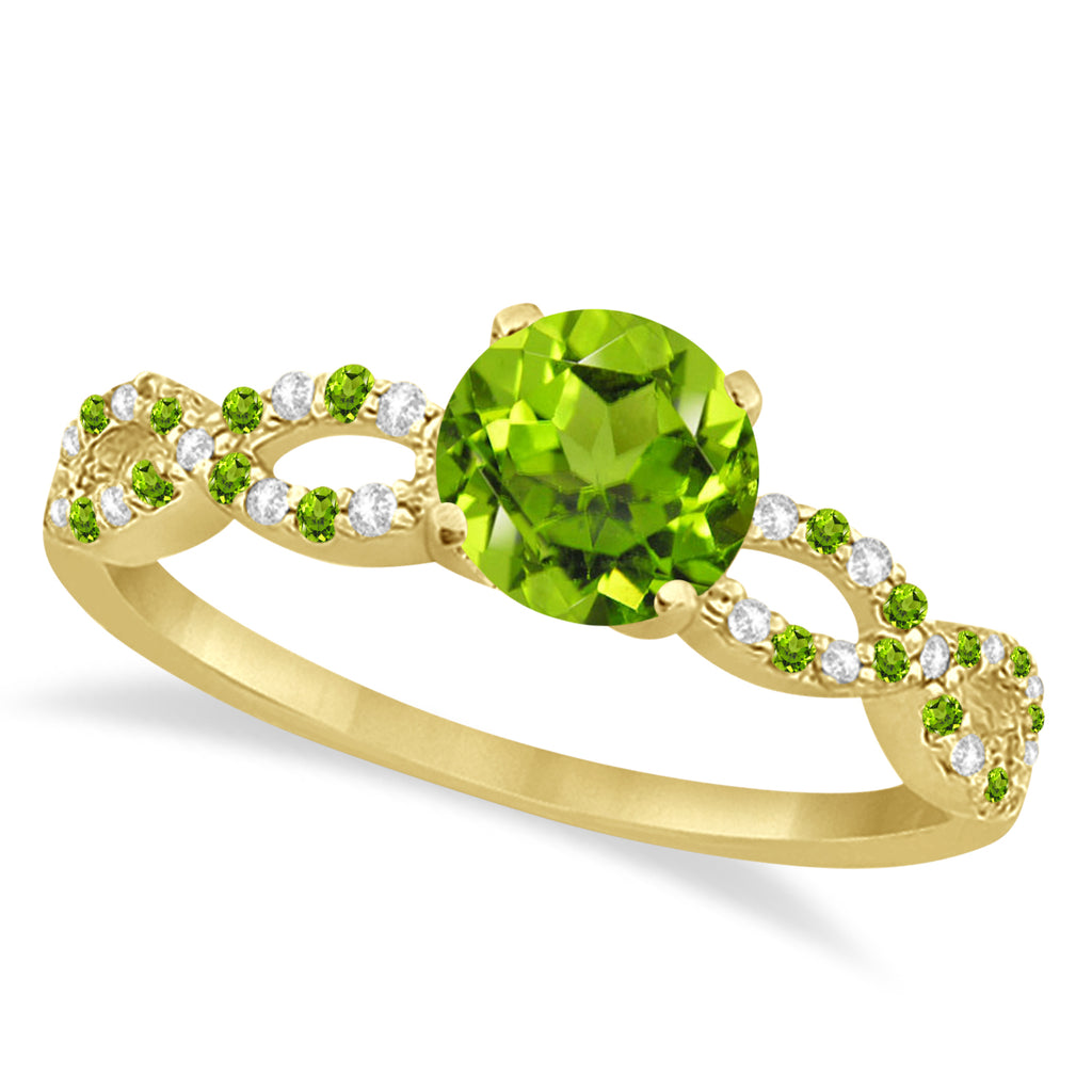 Diamond & Peridot Infinity Style Bridal Set 14k Yellow Gold 1.89ct