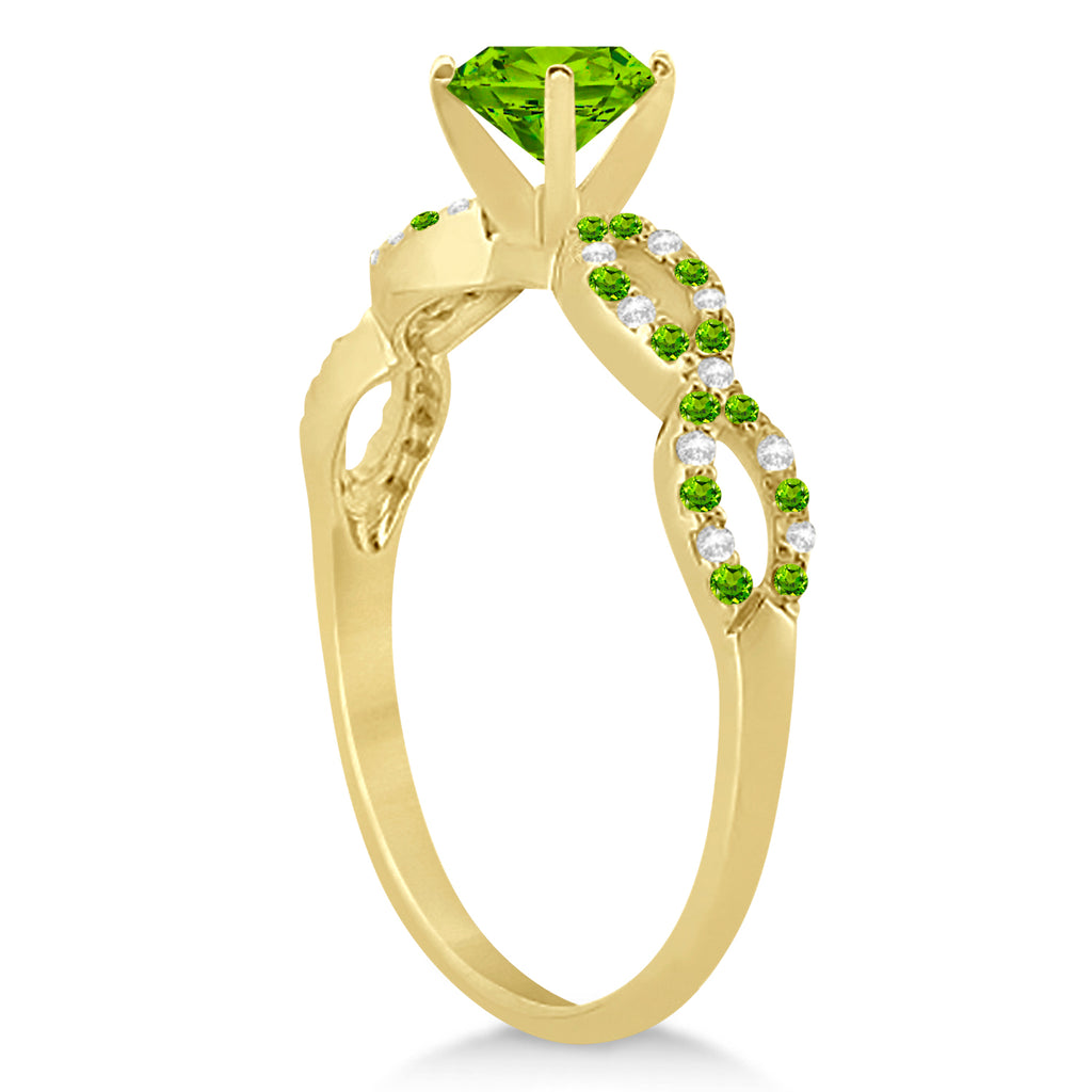 Diamond & Peridot Infinity Style Bridal Set 14k Yellow Gold 1.89ct