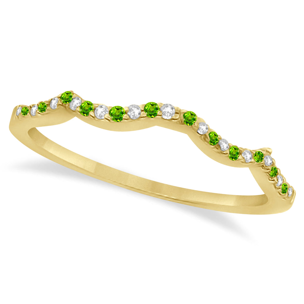 Diamond & Peridot Infinity Style Bridal Set 14k Yellow Gold 1.89ct