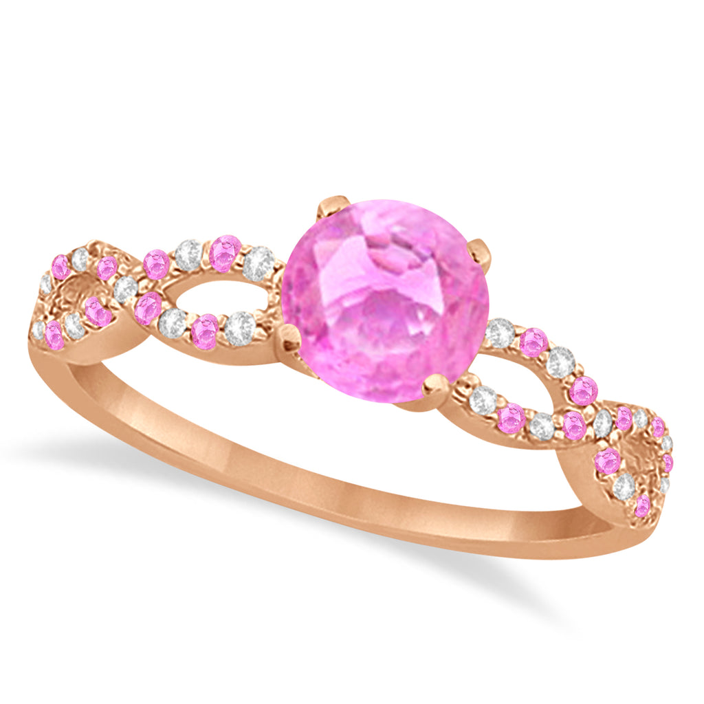 Pink Sapphire & Diamond Infinity Style Bridal Set 14k Rose Gold 1.69ct