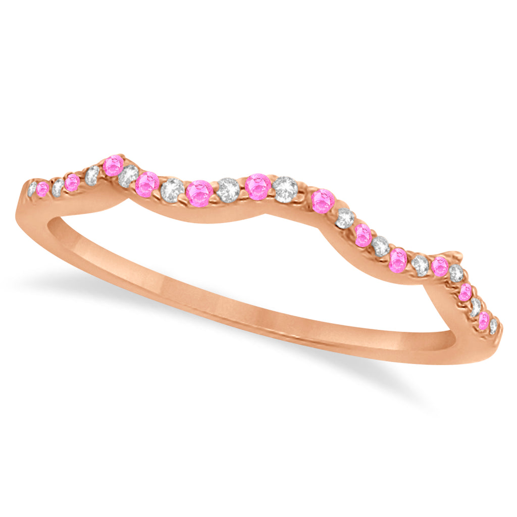Diamond & Pink Sapphire Infinity Style Bridal Set 14k Rose Gold 2.24ct