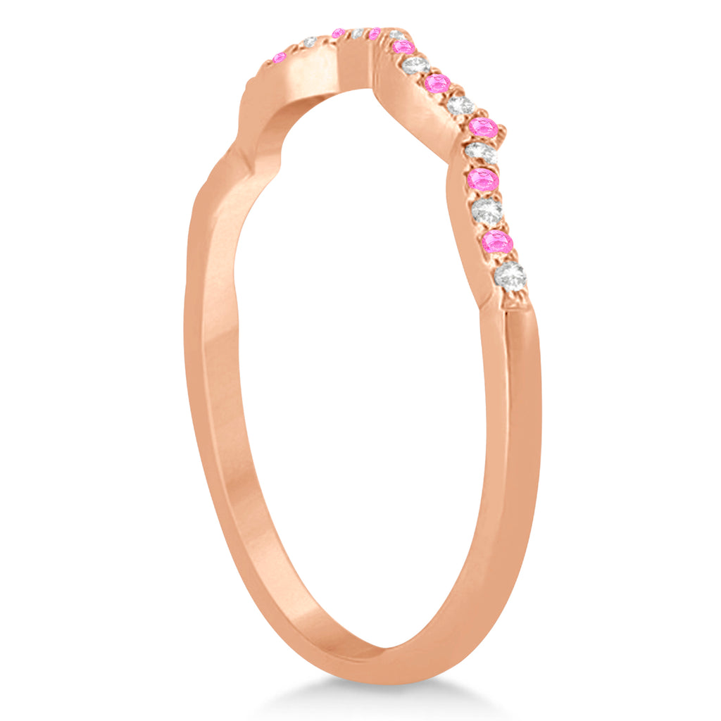 Diamond & Pink Sapphire Infinity Style Bridal Set 14k Rose Gold 2.24ct