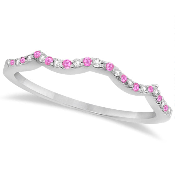 Pink Sapphire & Diamond Heart Infinity Bridal Set 14k W Gold 1.74ct