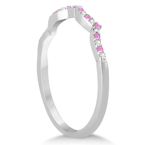 Pink Sapphire & Diamond Heart Infinity Bridal Set 14k W Gold 1.74ct