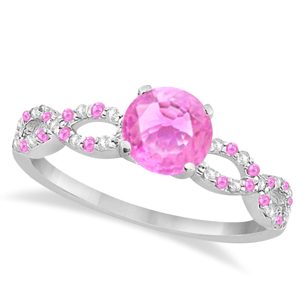 Infinity Style Pink Sapphire & Diamond Bridal Set Platinum 1.29ct