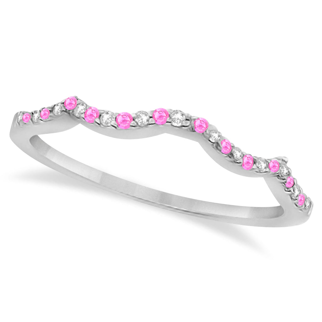 Diamond & Pink Sapphire Infinity Style Bridal Set Platinum 2.24ct