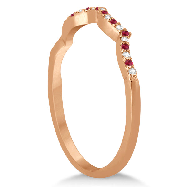 Ruby & Diamond Heart Infinity Heart Bridal Set 14k Rose Gold 1.75ct