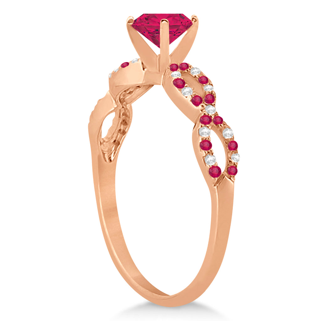 Diamond & Ruby Infinity Style Bridal Set 18k Rose Gold 2.24ct