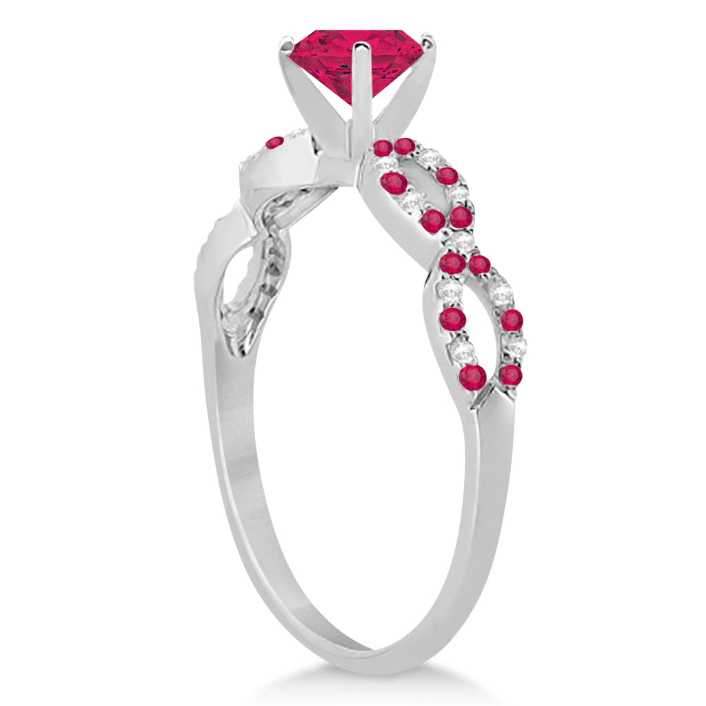 Diamond & Ruby Infinity Style Bridal Set 18k White Gold 2.24ct
