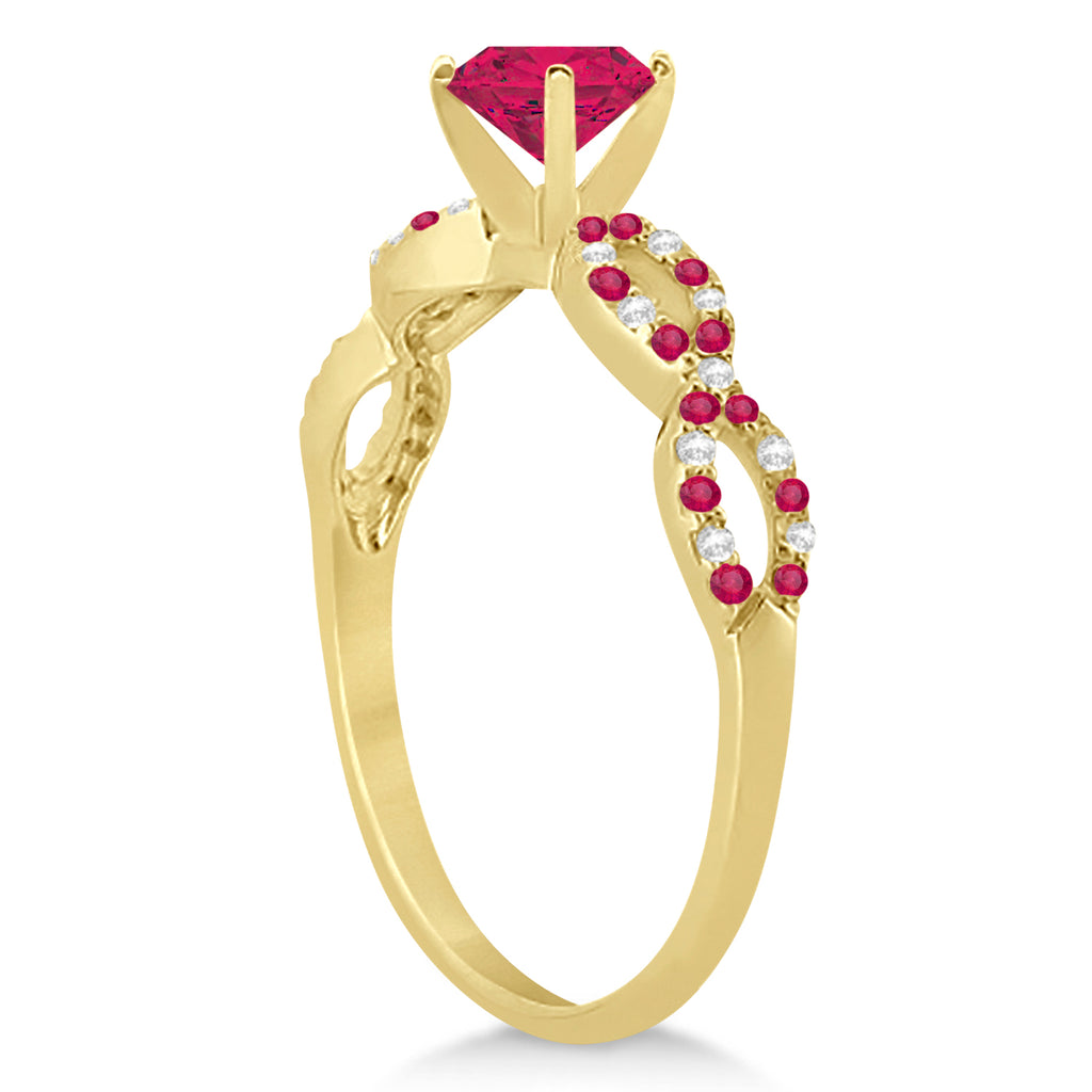 Ruby & Diamond Infinity Style Bridal Set 18k Yellow Gold 1.69ct