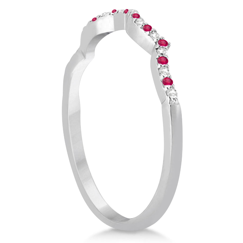 Diamond & Ruby Infinity Style Bridal Set Palladium 2.24ct