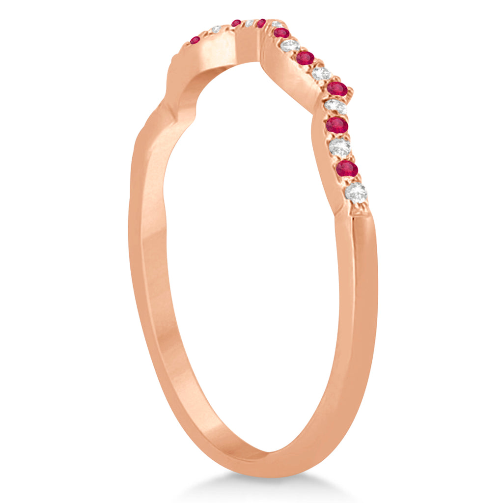 Diamond & Ruby Contour Wedding Band 18k Rose Gold 0.24ct