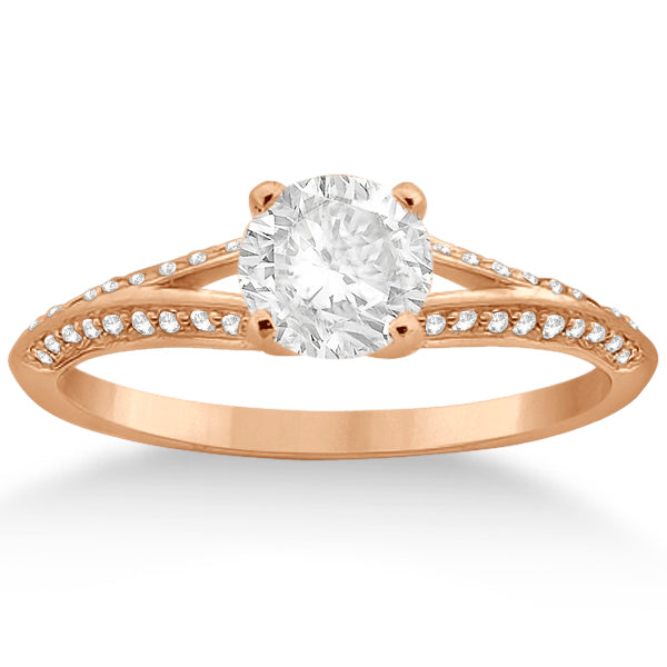 Knife Edge Diamond Engagement Ring 18k Rose Gold Setting (0.18ct)