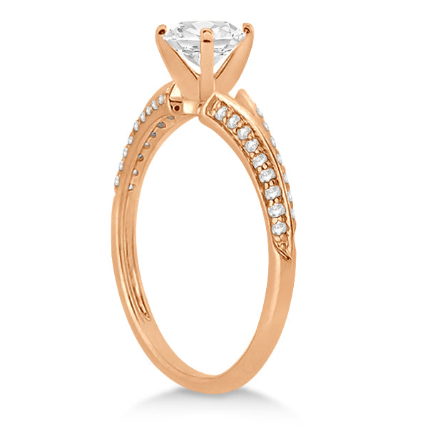 Knife Edge Diamond Engagement Ring 18k Rose Gold Setting (0.18ct)