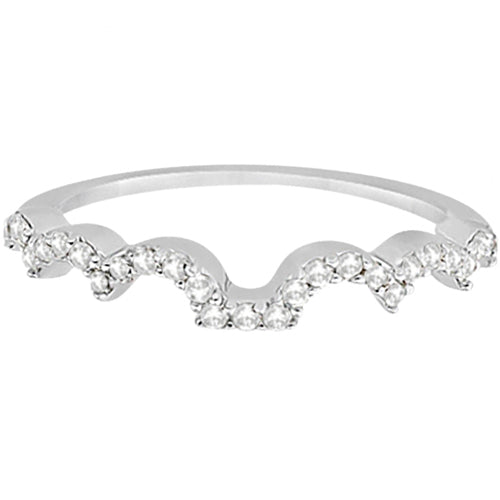 Heart Shape Contoured Diamond Wedding Ring 14k White Gold (0.20ct)