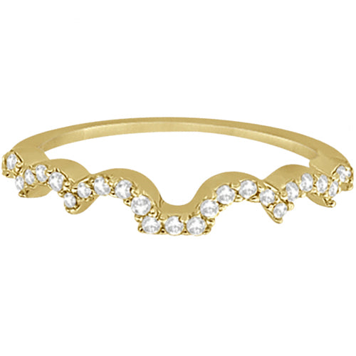 Heart Shape Contoured Diamond Wedding Ring 14k Yellow Gold (0.20ct)