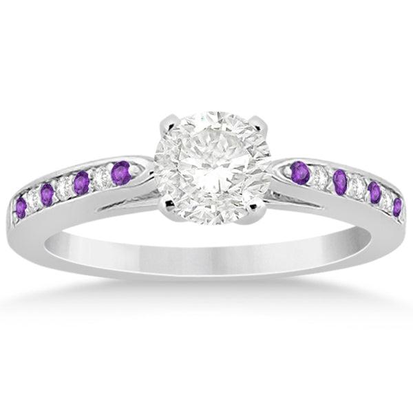 Amethyst & Diamond Engagement Ring Set 14k White Gold (0.55ct)
