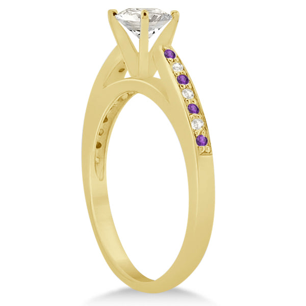Amethyst &  Diamond Engagement Ring Set 14k Yellow Gold (0.55ct)