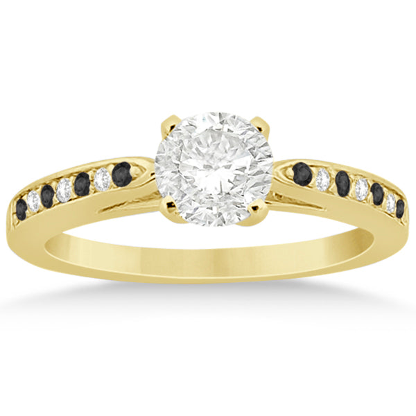 Black & White Diamond Engagement Ring 14k Yellow Gold 0.26ct