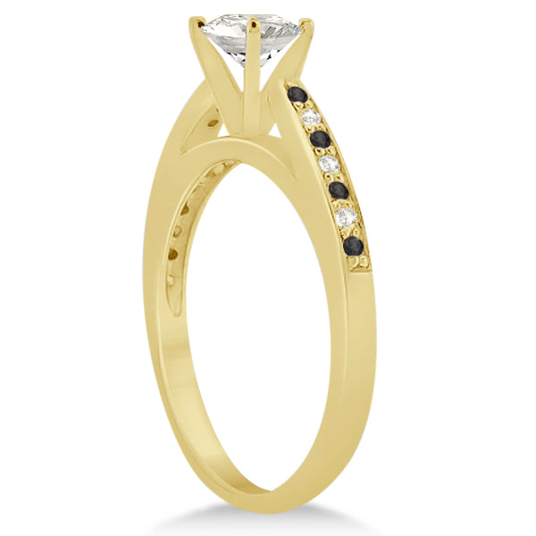Black & White Diamond Engagement Ring 14k Yellow Gold 0.26ct