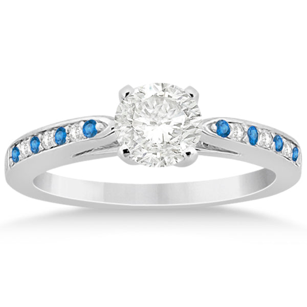 Blue Topaz & Diamond Engagement Ring Set 14k White Gold (0.55ct)