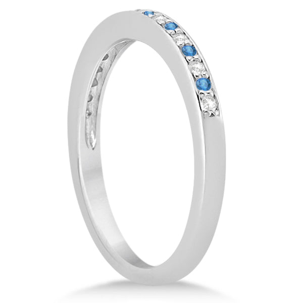 Blue Topaz & Diamond Engagement Ring Set 14k White Gold (0.55ct)