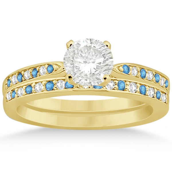 Blue Topaz & Diamond Engagement Ring Set 14k Yellow Gold (0.55ct)