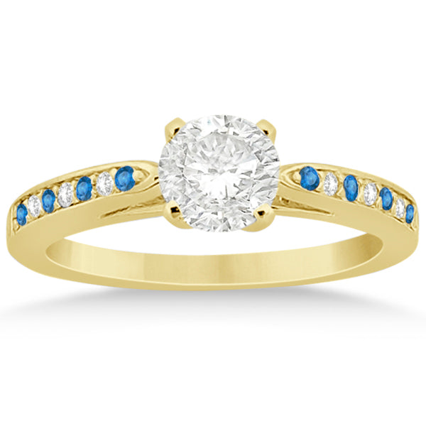 Blue Topaz & Diamond Engagement Ring Set 14k Yellow Gold (0.55ct)