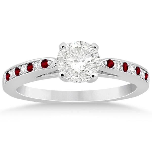 Garnet & Diamond Engagement Ring Palladium 0.26ct