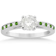 Peridot & Diamond Engagement Ring 14k White Gold 0.26ct