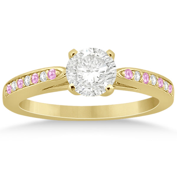 Pink Sapphire & Diamond Engagement Ring Set 18k Yellow Gold (0.55ct)