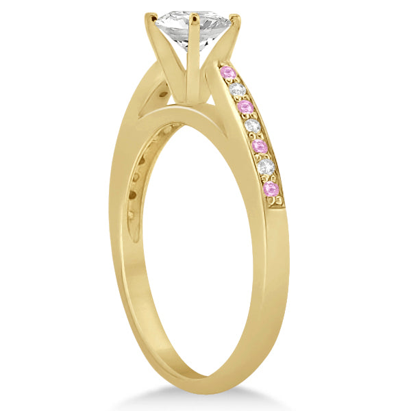 Pink Sapphire & Diamond Engagement Ring Set 18k Yellow Gold (0.55ct)