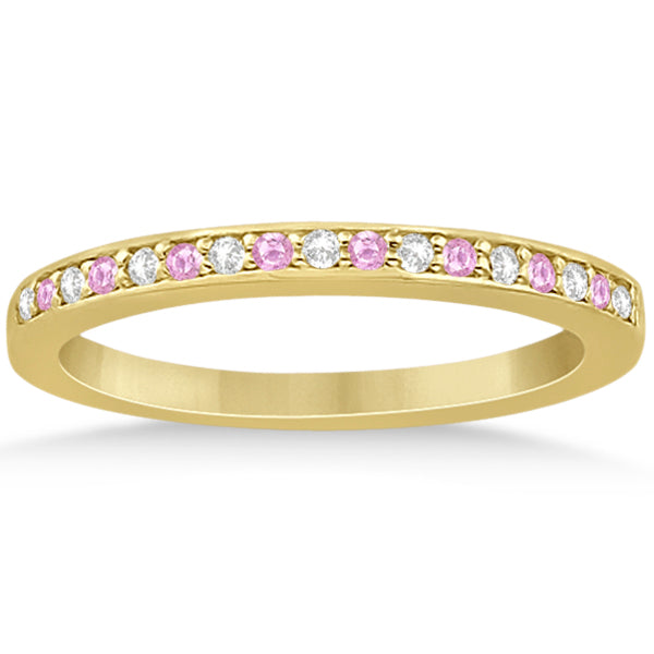 Pink Sapphire & Diamond Engagement Ring Set 18k Yellow Gold (0.55ct)