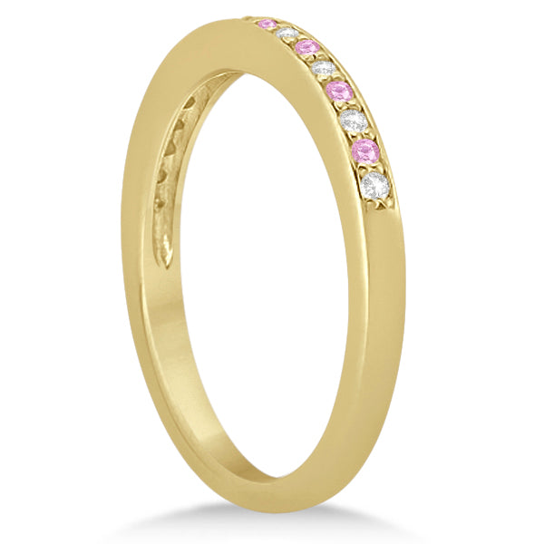 Pink Sapphire & Diamond Engagement Ring Set 18k Yellow Gold (0.55ct)