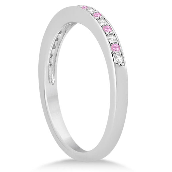 Pave-Set Pink Sapphire & Diamond Wedding Band 14k White Gold (0.29ct)