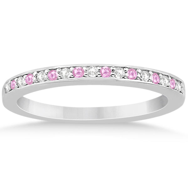 Pave-Set Pink Sapphire & Diamond Wedding Band 14k White Gold (0.29ct)