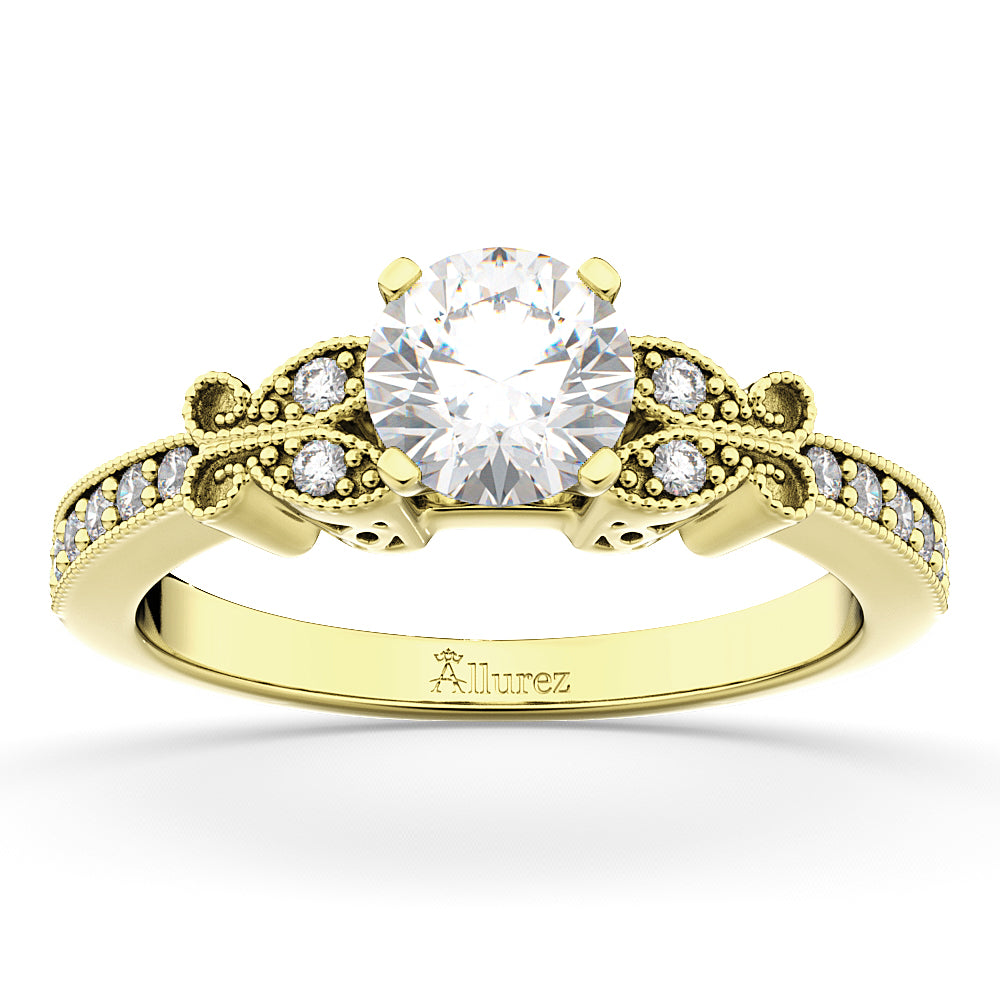 Butterfly Lab Diamond Engagement Ring Setting 14k Yellow Gold (0.20ct)