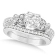 Heart Diamond Butterfly Design Bridal Ring Set 14k White Gold (0.96ct)