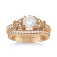 Butterfly Engagement Ring & Wedding Band Bridal Set 18k Rose Gold (0.42ct)