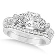 Princess Diamond Butterfly Design Bridal Ring Set 14k White Gold (1.70ct)