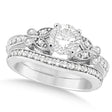 Round Diamond Butterfly Design Bridal Ring Set 18k White Gold (1.70ct)