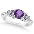 Butterfly Amethyst & Diamond Engagement Ring 18k White Gold (0.88ct)