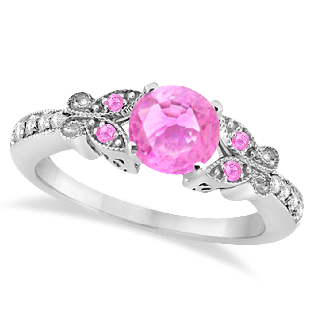 Preset Butterfly Aquamarine & Diamond Bridal Set 14k White Gold 0.95ct