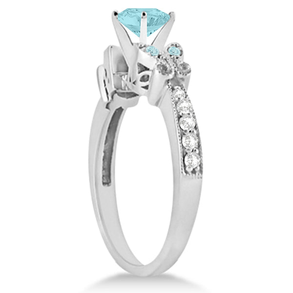 Preset Butterfly Aquamarine & Diamond Bridal Set 14k White Gold (2.05ct)