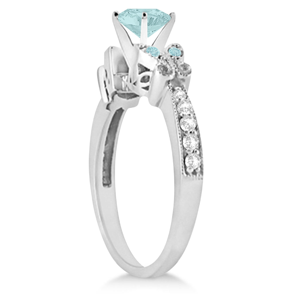 Preset Butterfly Aquamarine & Diamond Bridal Set Palladium (2.05ct)