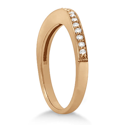 Curved Lab Grown Diamond Wedding Band 18k Rose Gold (0.22ct)