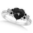 Butterfly Black & White Diamond Heart Engagement Ring 14K W Gold 2.42ct